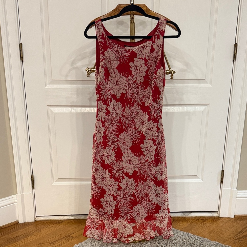 Jonathan Martin Red Sleeveless Sheath Midi